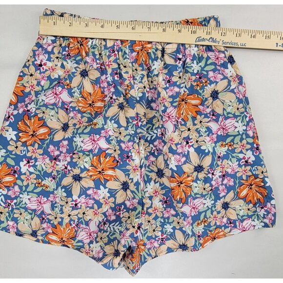 Womens Shorts Small Blue and Floral Elastic Waist Summer Beachy New in Bag - Picture 8 of 9